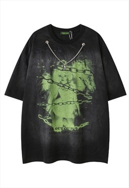 Butterfly t-shirt chain attachment tee retro grunge punk top