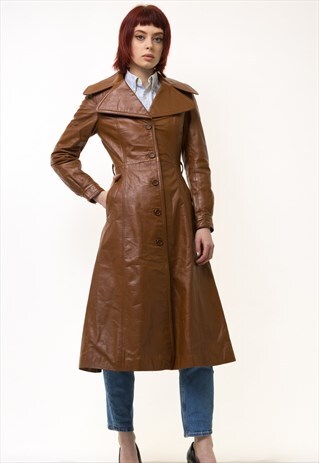 LEATHER LINED OVERSIZED BROWN SUEDE TRENCH OUTWEAR 5296