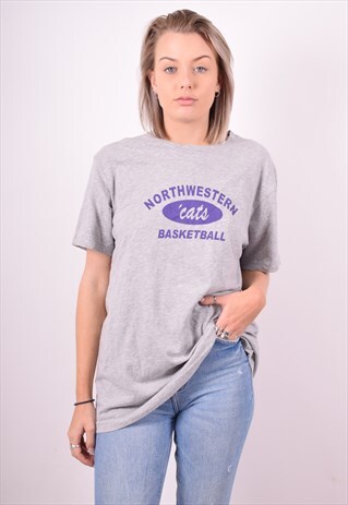 ADIDAS WOMENS VINTAGE NORTHWESTERN CATS T-SHIRT TOP LARGE GR