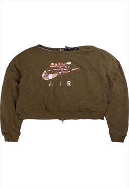 Vintage 90's Nike Sweatshirt Back Zip Swoosh Khaki
