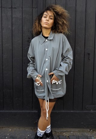 LOOSE FIT OVERSIZE DROP SHOULDER CLEAR PLASTIC SHIRT JACKET