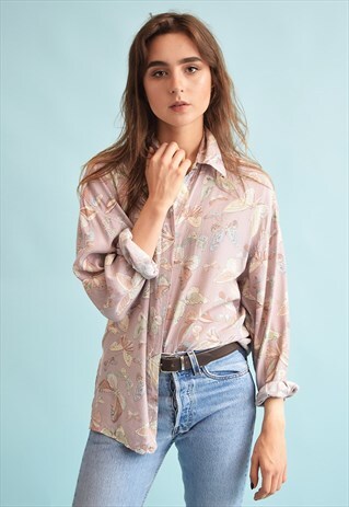 90'S RETRO BUTTERFLY PRINT FESTIVAL OVERSIZED SHIRT TOP