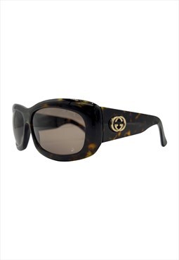 Gucci Sunglasses Brown Tortoise Shell Gold GG Logo Vintage