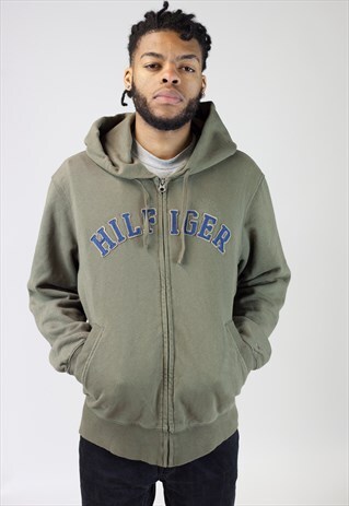 VINTAGE TOMMY HILFIGER KHAKI GREEN HOODIE