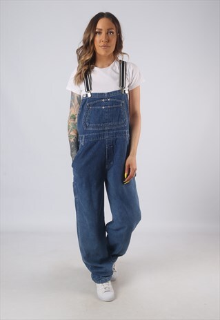 VINTAGE DENIM DUNGAREES BICH REWORKED UK 12 MEDIUM (GB3V)