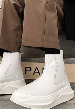 Chelsea platform boots ankle shoes in white