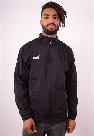 PUMA MENS VINTAGE TRACKSUIT TOP JACKET MEDIUM BLACK 90S
