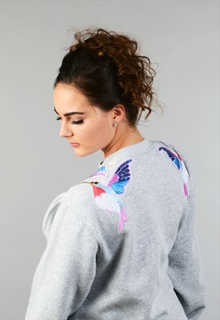 ORGANIC COTTON GREY JUMPER WITH DETAILED SEQUIN EMBROIDERY