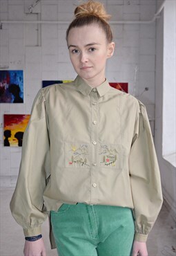 Beige Vintage Shirt 80s.