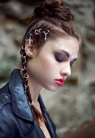 HAIR RINGS, SILVER HAIR RINGS, BOHO HAIR, FESTIVAL HAIR