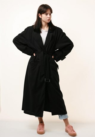 90S VINTAGE LONG OVERSIZED LINED TRENCH COAT 890
