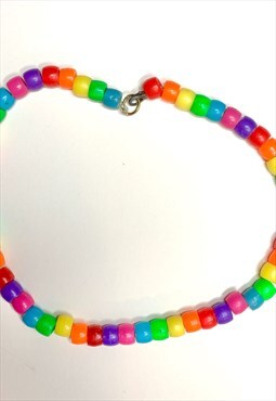the iconic handmade colourful rainbow beaded unisex choker