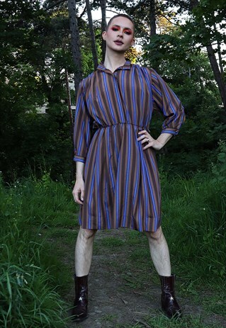 70S PINSTRIPE SKIRT DRESS