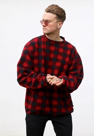NAUTICA USA GRUNGE TARTAN FLEECE SWEATSHIRT