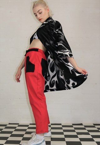 CONTRAST TROUSERS IN RED