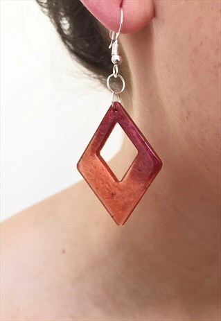 DIAMOND EARRINGS, BURNT ORANGE EARRINGS, STATEMENT EARRINGS,