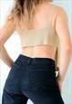 90S Y2K VINTAGE CROP TOP FINE KNIT CAMI STRAPPY VEST GOLD