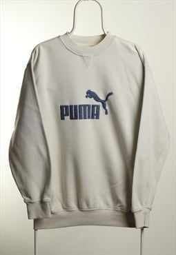 Vintage Puma Crewneck Logo Sweatshirt Light Grey