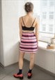 VINTAGE 80'S MULTICOLOUR RIBBED STRIPED MINI STRETCHY SKIRT