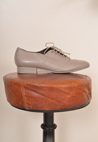 VINTAGE 90S LACE UP LEATHER SHOES CREAM UK 6