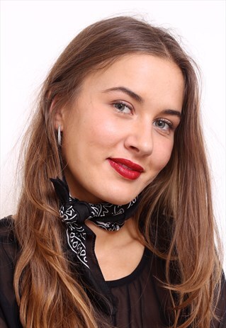 BLACK PAISLEY BANDANA NECK TIE