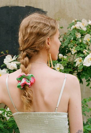 HANDMADE PRINTED COLOURFUL HAIR TIE SCRUNCHIE - IN BLOOM