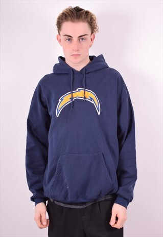 NFL MENS VINTAGE HOODIE JUMPER XL BLUE 90'S