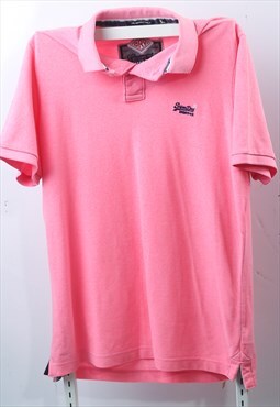 vintage pink superdry polo shirt