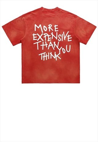 Money slogan t-shirt broken grunge tee in tie-dye red