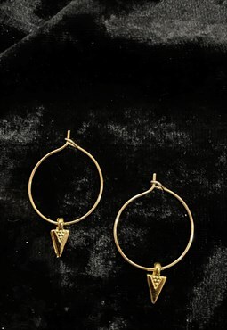 Tiny Triangle 20mm Hoop Earrings Gold Plated
