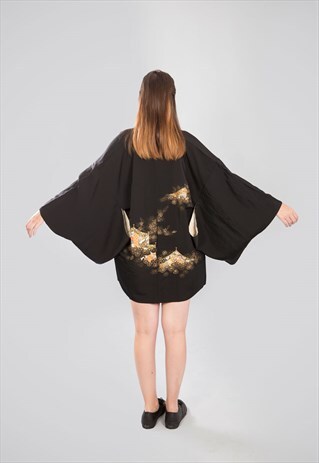 VINTAGE KIMONO JACKET KURUMA IN BLACK