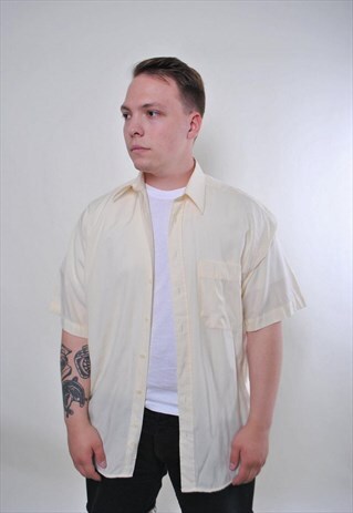 VINTAGE YELLOW SHORT SLEEVE FORMAL SHIRT