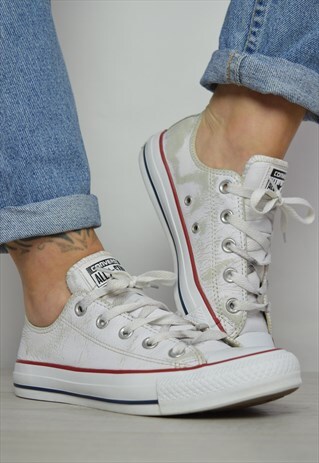 VINTAGE 90S CONVERSE WHITE LEATHER OX SHOES GRUNGE RETRO