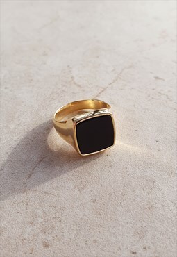 Ray Signet  Obsidian & Gold Vermeil