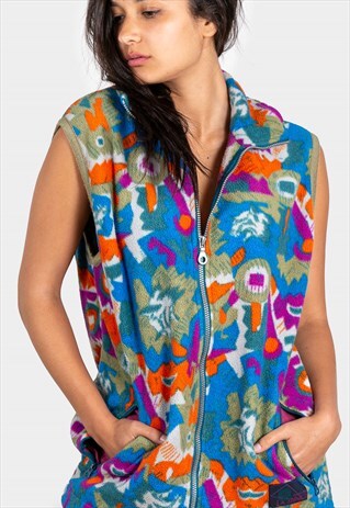 VINTAGE 80S FLEECE JACKET CRAZY PRINT AVELINAS / SP201651