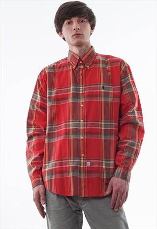 VINTAGE POLO RALPH LAUREN 90S RED CHECKED LONG SLEEVE