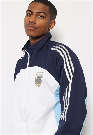 VINTAGE ADIDAS ARGENTINA LOGO TRACK JACKET BLUE AND WHITE