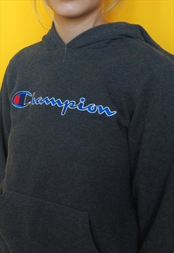 Vintage 90s Champion Centre Spellout Logo Hoodie Sweatshirt 