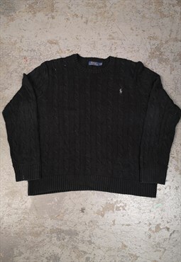 Vintage Polo Ralph Lauren Knitted Jumper Black Cable Knit