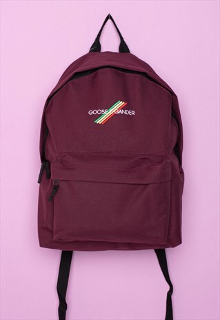 G&G UNISEX BURGUNDY MULTI LINES RUCKSACK