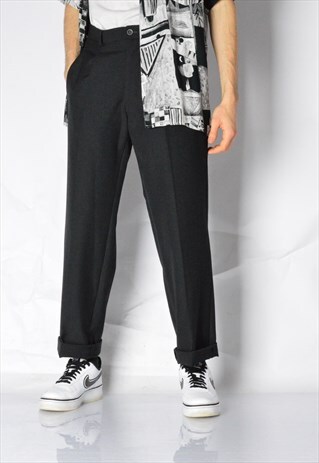 VINTAGE 90S DARK GREY WOOL BLEND PANTS