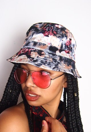 GREY FLORAL MULTI BUCKET HAT
