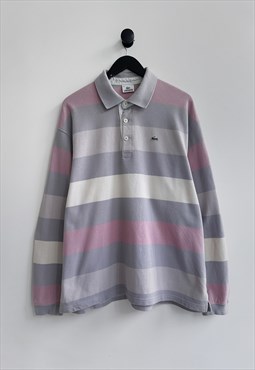 Vintage Lacoste Rugby Striped Longsleeve Polo Shirt