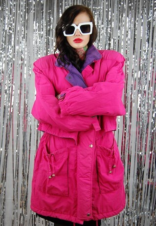 VINTAGE PINK WINTER OVERSIZED LONG PUFFER JACKET