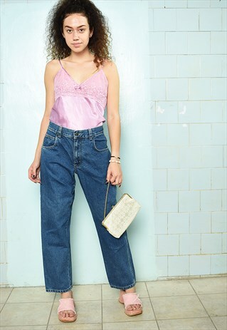 VINTAGE 90S CLASSY HIGHWAISTED DENIM JEANS BLUE