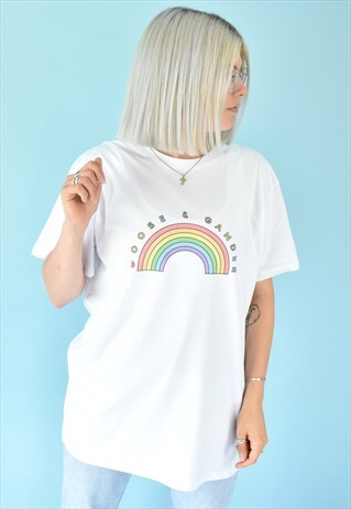 G&G UNISEX S/S WHITE RAINBOW TEE