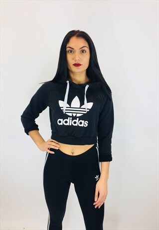 ADIDAS ORIGINALS 90S TREFOIL CROPPED HOODIE