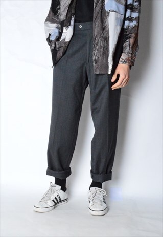 VINTAGE 90S GREY HUGO BOSS MINIMALIST WOOL PANTS