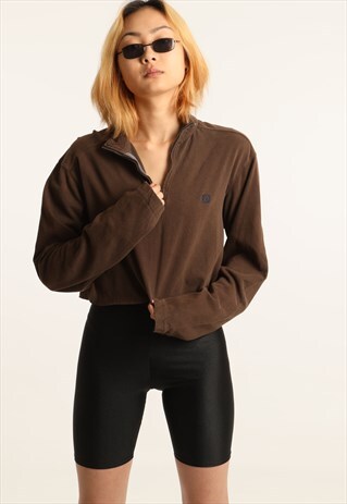 VINTAGE CHAPS EMBROIDERED LOGO CROPPED 1/4 ZIP SWEATSHIRT