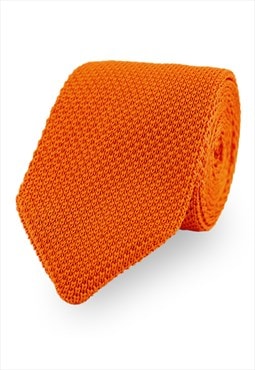 Wedding Handmade Polyester Knitted Tie In Orange